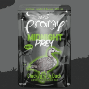 Pramy Midnight Prey – Chicken with Duck in Broth Recipe Wet Food for Cats, 80g