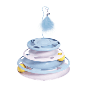 360? Rotating Cat Treat Feeder with Feather Toy