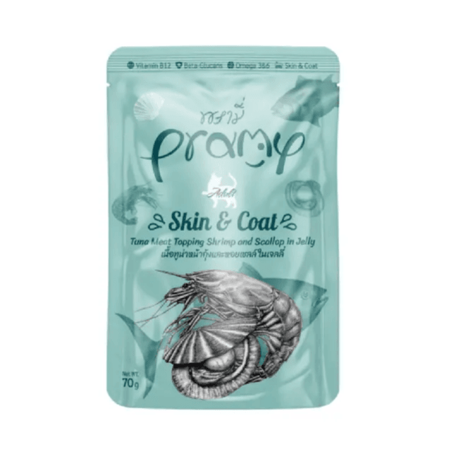 Pramy Adult Cat Skin & Coat Tuna and Shrimp in Jelly 70g