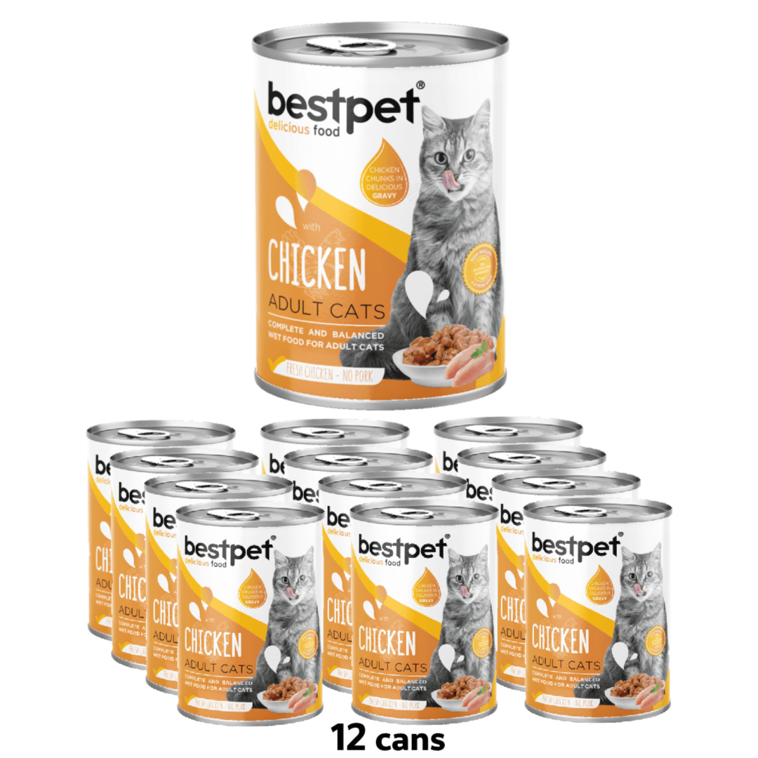 BestPet Cat Wet Food with Chicken in Gravy - 400g x 12 Cans