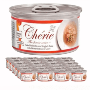 Cherie Flaked Yellowfin Mix Skipjack Tuna with Wild Salmon Entr?es in Gravy Cat Wet Food - 24 x 80g