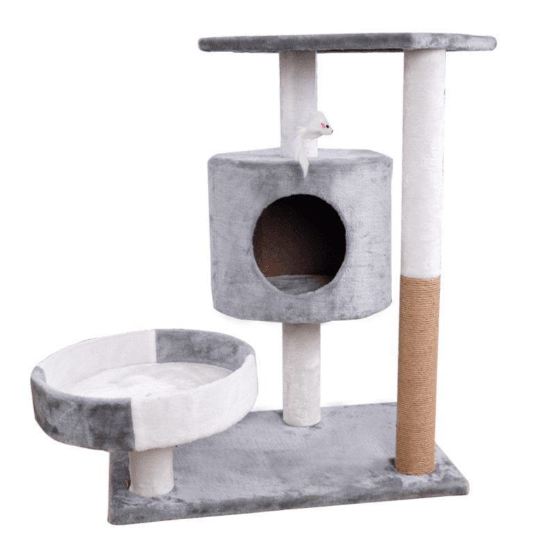 Cozy Multi-Level Cat Tree ? Perfect for Scratching, Climbing, and Lounging - Light Gray