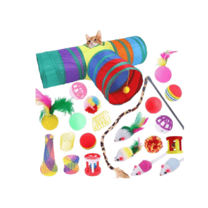 Interactive Feather Cat Toys Set with Foldable 3-Way Tunnel, Suitable for Indoor Cats - Promotes Active and Playful Bonding Time