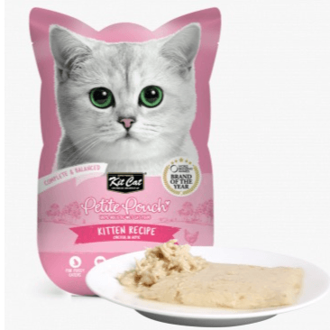 Kit Cat Petite Pouch Complete & Balanced Kitten Chicken Cat Food in Aspic
