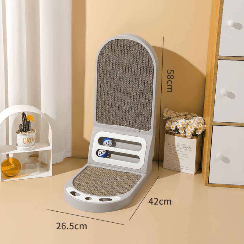 L-Shaped Interactive Cat Scratcher Tower with Ball Track