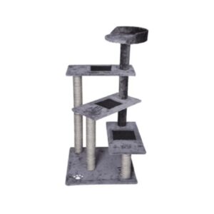 Cat Tree with Scratching Post and 4 Platforms ? 50x50x100cm Sisal Gray