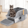 Open Stainless Steel Cat Litter Box with Anti Tracking Step