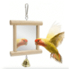 Parrot Mirror Toy with Wooden Chew Bell – Colorful Cage Accessory 1pc