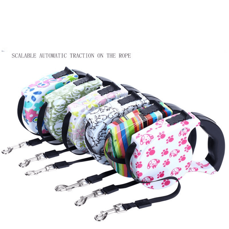 Paw Print Retractable Dog Leash