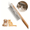 Pet Hair Removal Comb – Wooden Handle Deshedding Slicker Brush