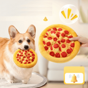 Pizza-Shaped Plush Dog Toy with Squeaker