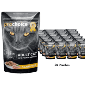 ProChoice Chicken & Liver Chunks in Jelly Wet Cat Food Pouch - 85g x 24 Pouches