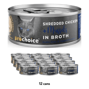 ProChoice Deluxe Shredded Chicken & Mussels in Broth Cat Wet Food - 12 Cans