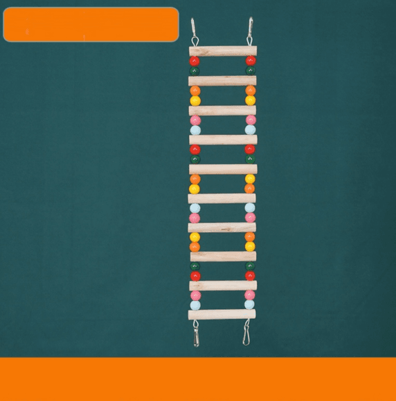 Colorful Wooden Ladder Bird Toy - Hanging Climbing Bridge for Parrots & Small Birds