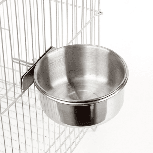 Stainless Steel Bird Feeding Bowl with Cage Mount - Medium (12cm)