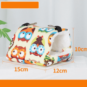 Small Hanging Bird Nest - Soft Plush Bird Toy Hut (15x12x10cm)