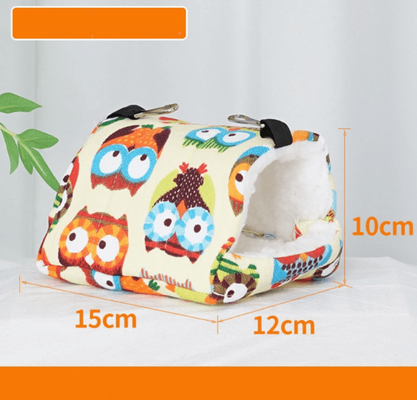 Small Hanging Bird Nest - Soft Plush Bird Toy Hut (15x12x10cm)