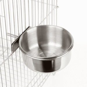 Stainless Steel Bird Feeding Bowl with Cage Mount - Large (14cm)