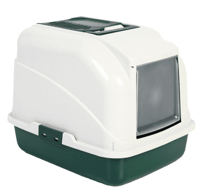 Covered Cat Litter Box - White & Green