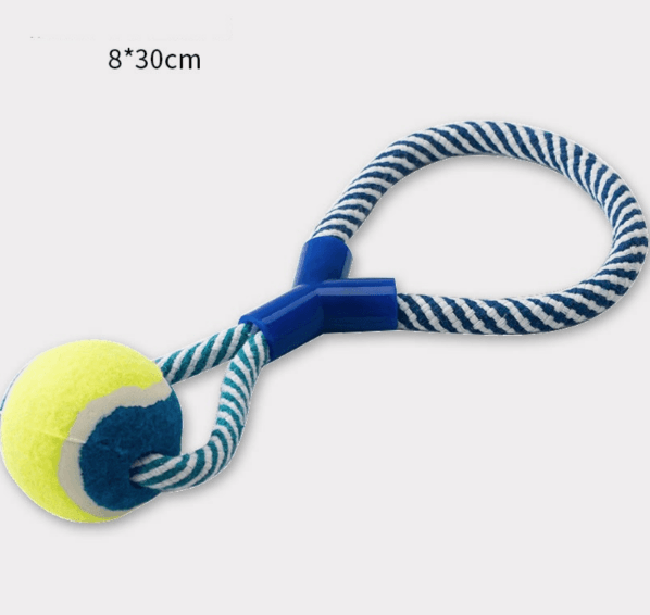 Durable Rope Tug Dog Toy with Tennis Ball - Interactive Chew and Fetch Toy for Dogs (30cm)
