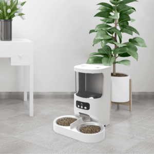 Smart Automatic Pet Feeder with Camera and Dual Stainless Steel Bowls