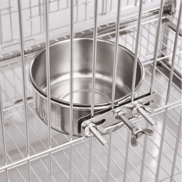 Stainless Steel Pet Bowl With Cage Mount – Food & Water Feeder For Cats, Dogs, Birds, And Small Animals - Xl