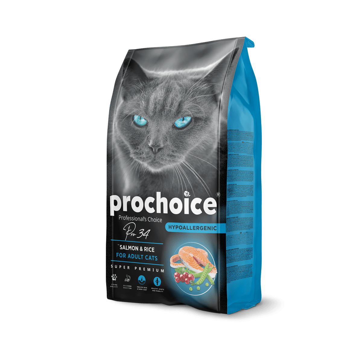 ProChoice Pro 34 Hypoallergenic Salmon & Rice Adult Cat Dry Food 2kg