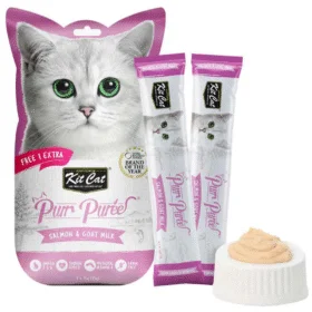 Kit Cat Purr Puree Salmon & Goat Milk Cat Treats – 5 x 15 g
