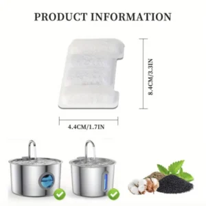 Replacement Filter for Stainless Steel Automatic Pet Water Fountain – 2.2L