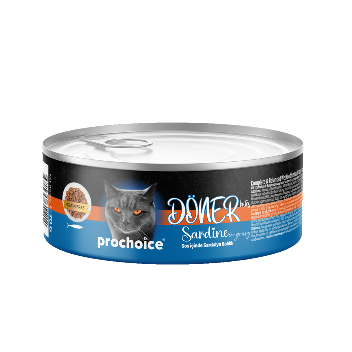 ProChoice Doner Bites Adult Sardines in Gravy Wet Cat Food – 70 g
